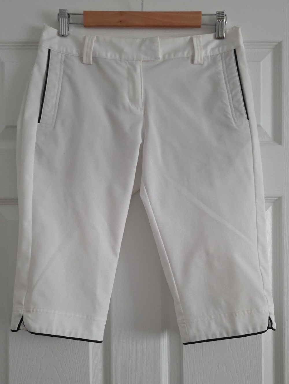 adidas White Capri Shorts with Black Trim